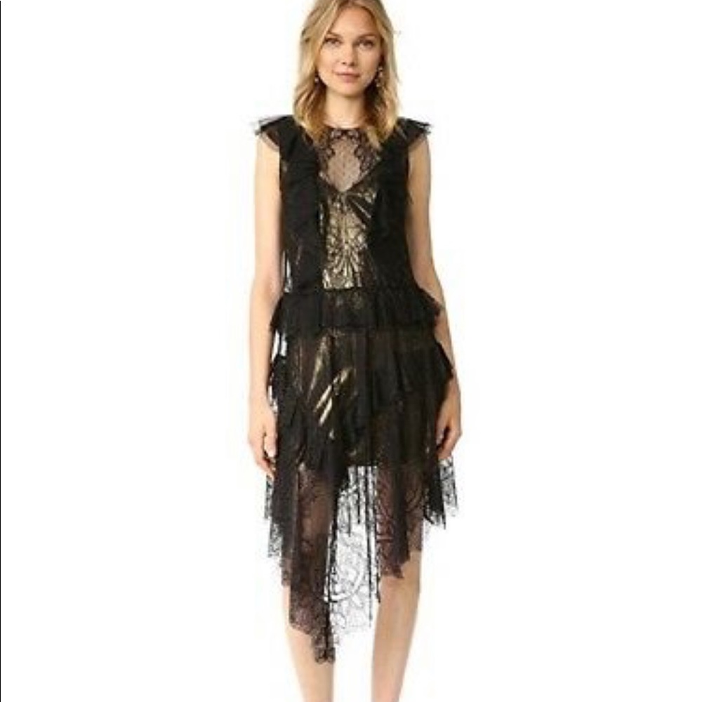 BCBGMAXAZRIA Kailin Ruffled Lace Dress
